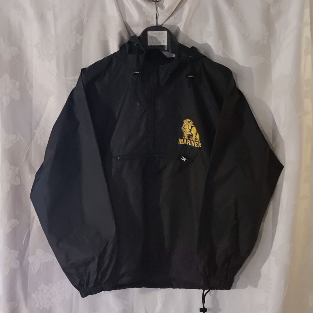 Marines bulldog logo water resistant pullover jacket